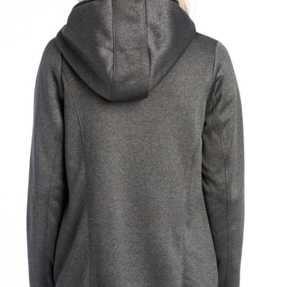 Lolë light grey hooded cardi-jackett with an asymmetrical front zipper size L - Picture 3 of 14